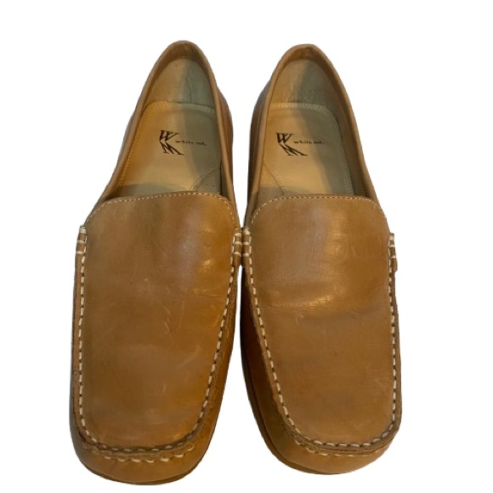 Women’s Comfy Tan Leather Loafers Slip On Shoes Size 7.5